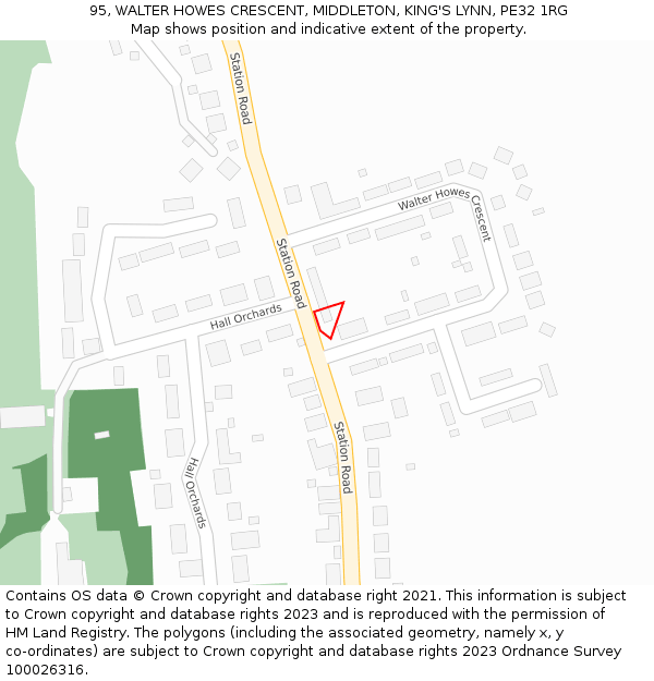 95, WALTER HOWES CRESCENT, MIDDLETON, KING'S LYNN, PE32 1RG: Location map and indicative extent of plot