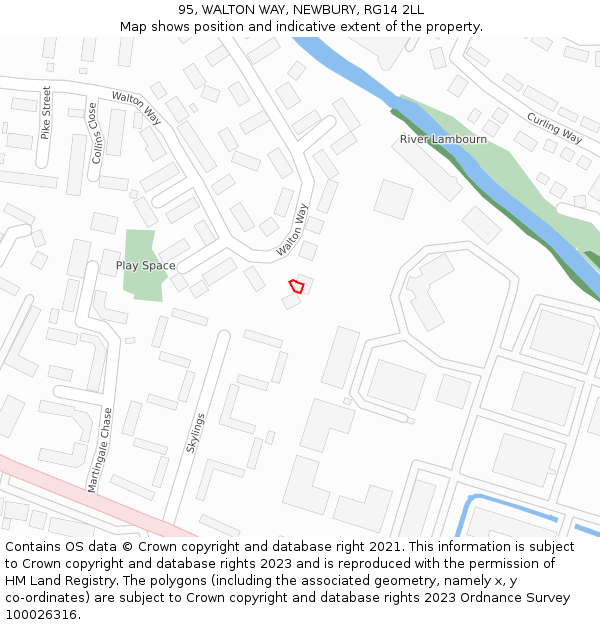 95, WALTON WAY, NEWBURY, RG14 2LL: Location map and indicative extent of plot