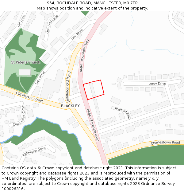 954, ROCHDALE ROAD, MANCHESTER, M9 7EP: Location map and indicative extent of plot