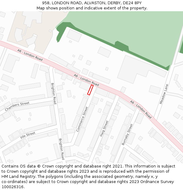 958, LONDON ROAD, ALVASTON, DERBY, DE24 8PY: Location map and indicative extent of plot