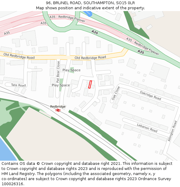 96, BRUNEL ROAD, SOUTHAMPTON, SO15 0LR: Location map and indicative extent of plot