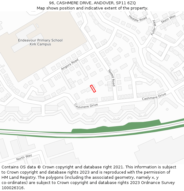 96, CASHMERE DRIVE, ANDOVER, SP11 6ZQ: Location map and indicative extent of plot