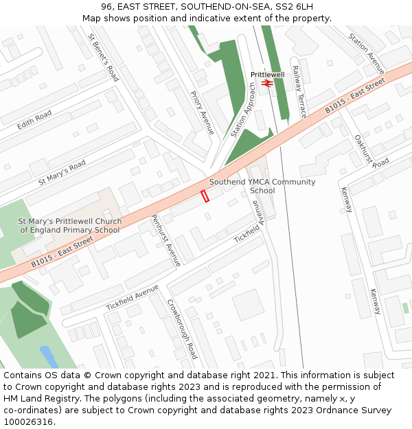 96, EAST STREET, SOUTHEND-ON-SEA, SS2 6LH: Location map and indicative extent of plot