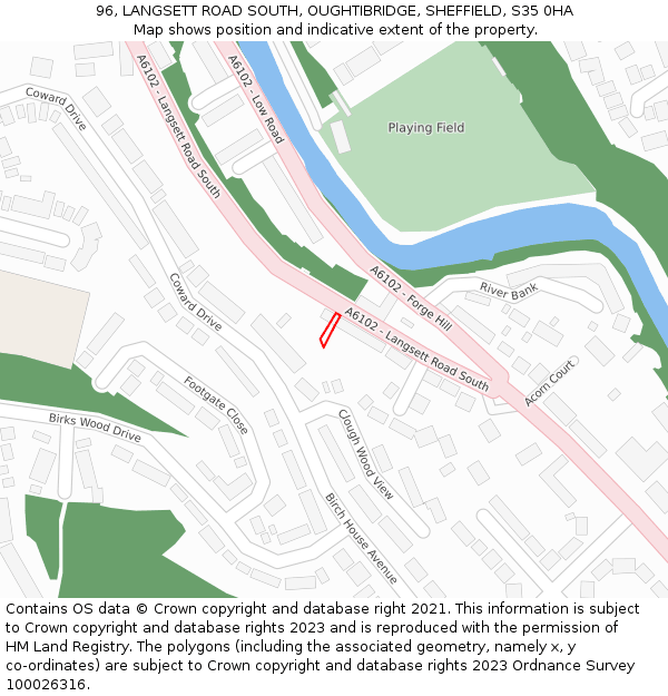96, LANGSETT ROAD SOUTH, OUGHTIBRIDGE, SHEFFIELD, S35 0HA: Location map and indicative extent of plot