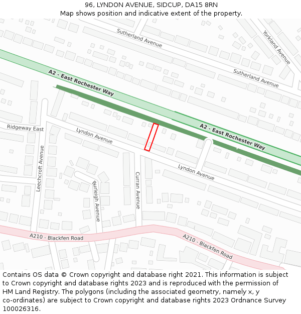 96, LYNDON AVENUE, SIDCUP, DA15 8RN: Location map and indicative extent of plot