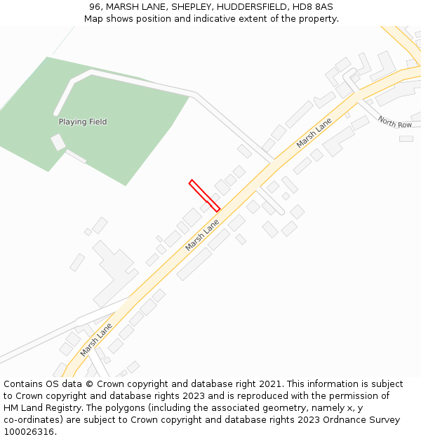 96, MARSH LANE, SHEPLEY, HUDDERSFIELD, HD8 8AS: Location map and indicative extent of plot