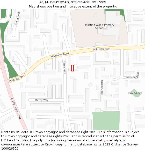 96, MILDMAY ROAD, STEVENAGE, SG1 5SW: Location map and indicative extent of plot