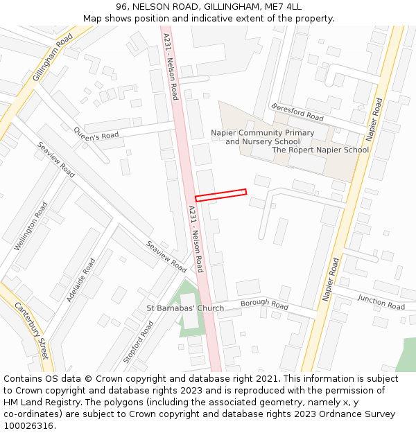 96, NELSON ROAD, GILLINGHAM, ME7 4LL: Location map and indicative extent of plot