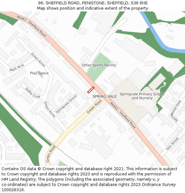 96, SHEFFIELD ROAD, PENISTONE, SHEFFIELD, S36 6HE: Location map and indicative extent of plot