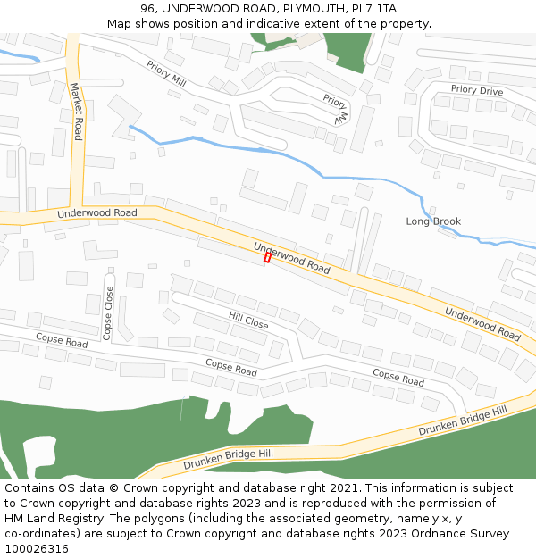 96, UNDERWOOD ROAD, PLYMOUTH, PL7 1TA: Location map and indicative extent of plot