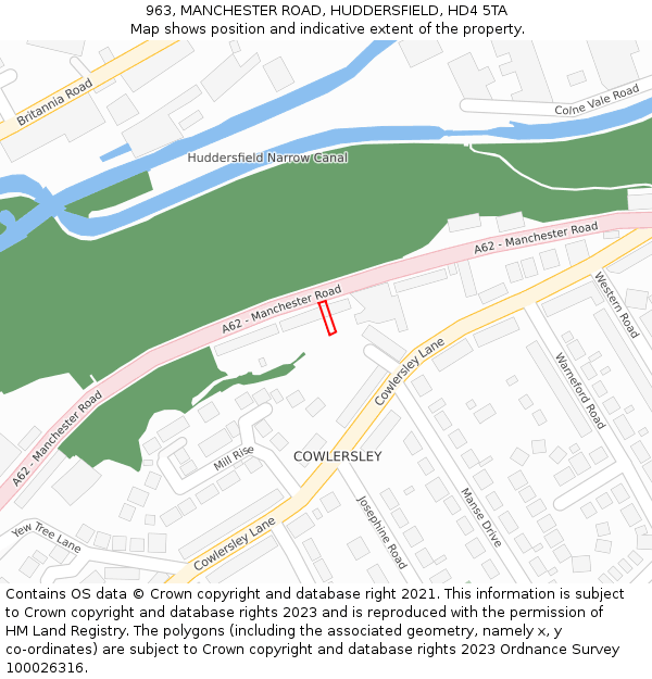 963, MANCHESTER ROAD, HUDDERSFIELD, HD4 5TA: Location map and indicative extent of plot