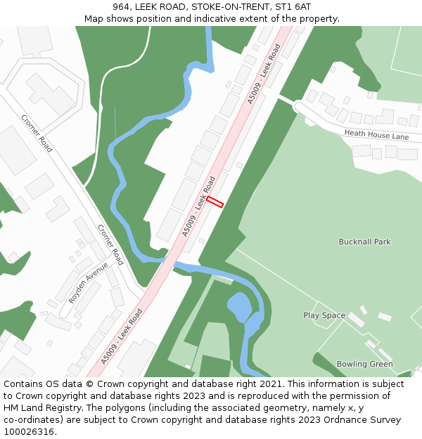 964, LEEK ROAD, STOKE-ON-TRENT, ST1 6AT: Location map and indicative extent of plot