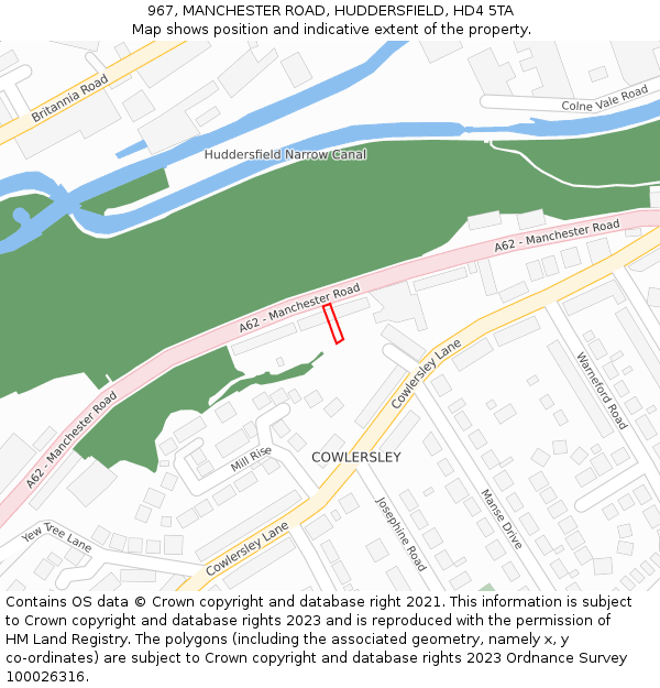 967, MANCHESTER ROAD, HUDDERSFIELD, HD4 5TA: Location map and indicative extent of plot