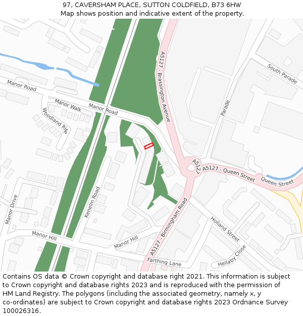 97, CAVERSHAM PLACE, SUTTON COLDFIELD, B73 6HW: Location map and indicative extent of plot