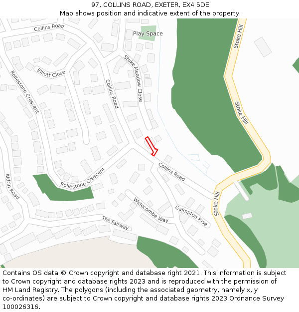 97, COLLINS ROAD, EXETER, EX4 5DE: Location map and indicative extent of plot