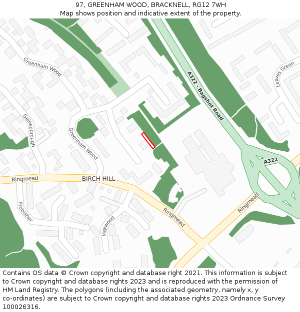 97, GREENHAM WOOD, BRACKNELL, RG12 7WH: Location map and indicative extent of plot
