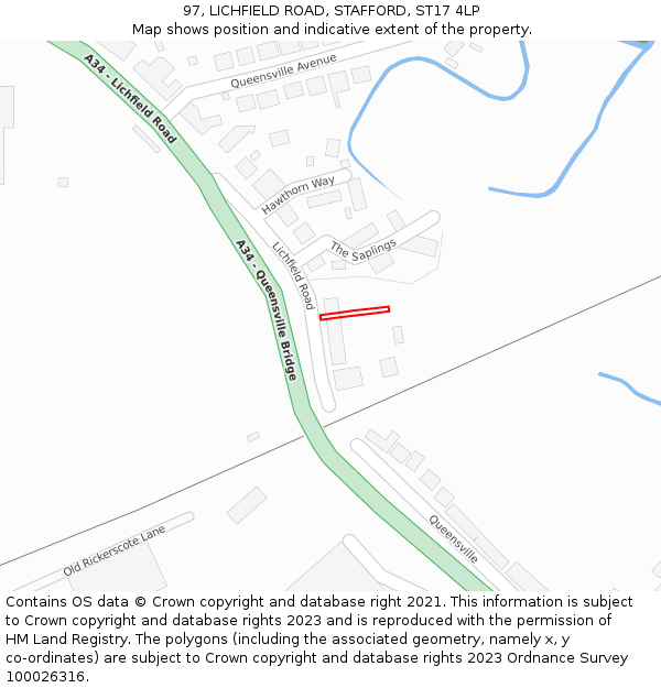 97, LICHFIELD ROAD, STAFFORD, ST17 4LP: Location map and indicative extent of plot
