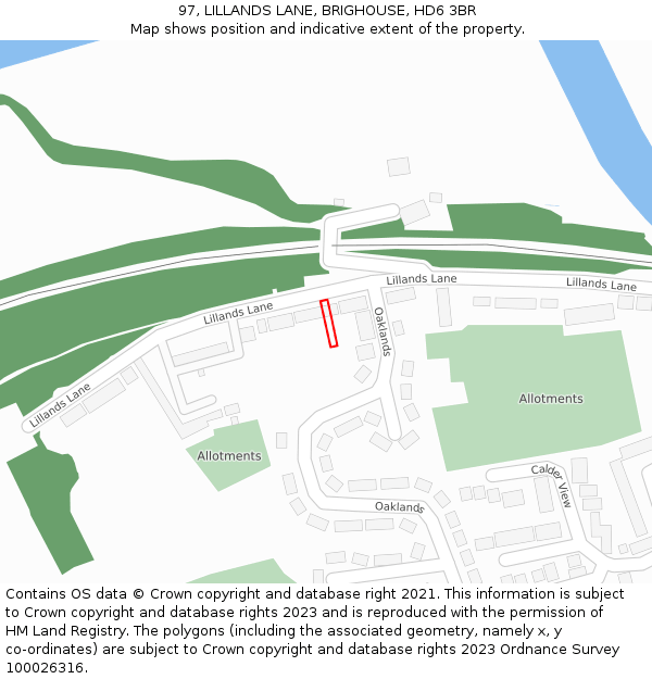 97, LILLANDS LANE, BRIGHOUSE, HD6 3BR: Location map and indicative extent of plot