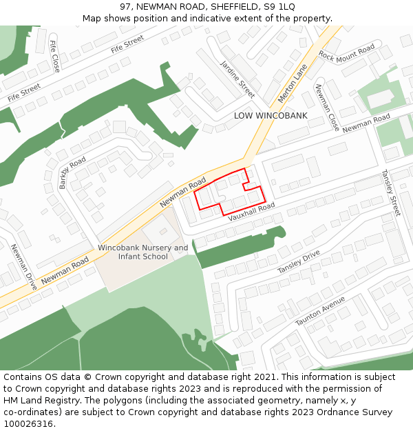 97, NEWMAN ROAD, SHEFFIELD, S9 1LQ: Location map and indicative extent of plot