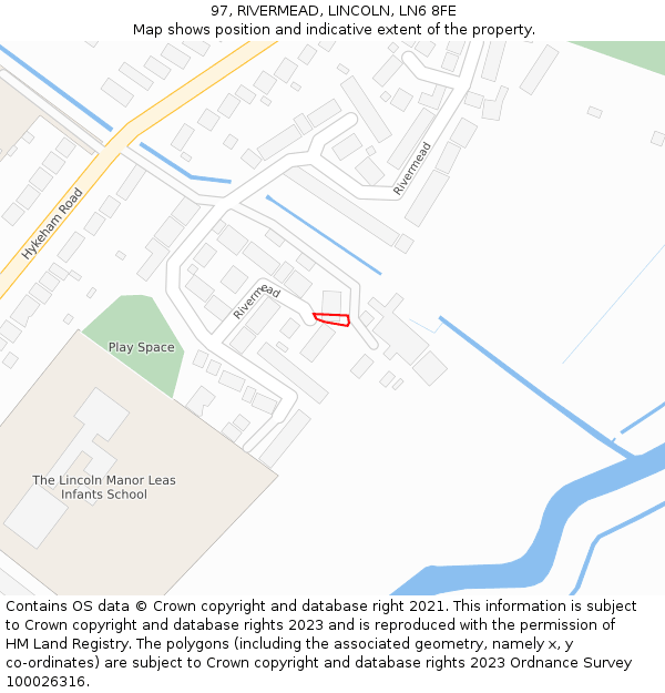 97, RIVERMEAD, LINCOLN, LN6 8FE: Location map and indicative extent of plot