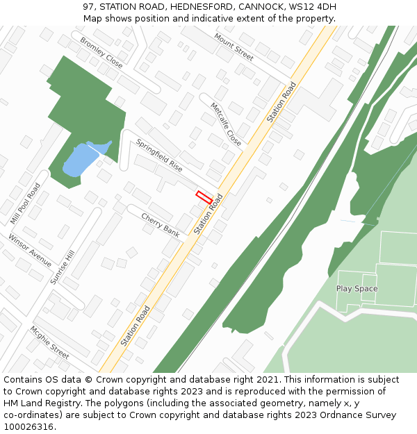 97, STATION ROAD, HEDNESFORD, CANNOCK, WS12 4DH: Location map and indicative extent of plot