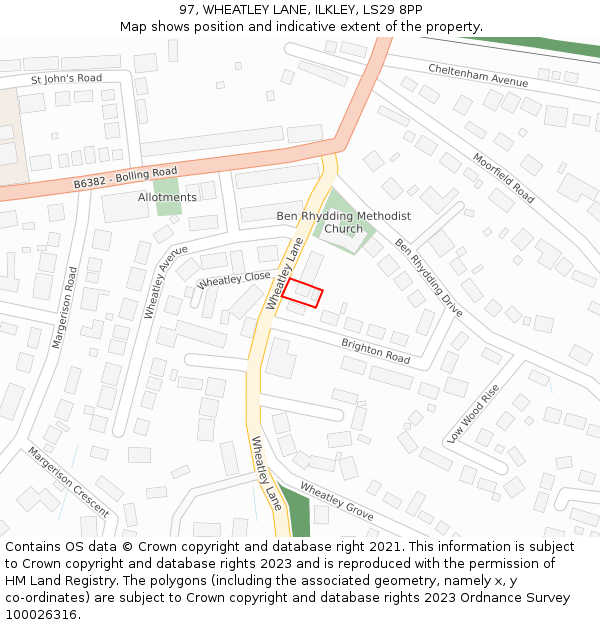97, WHEATLEY LANE, ILKLEY, LS29 8PP: Location map and indicative extent of plot