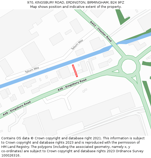 970, KINGSBURY ROAD, ERDINGTON, BIRMINGHAM, B24 9PZ: Location map and indicative extent of plot