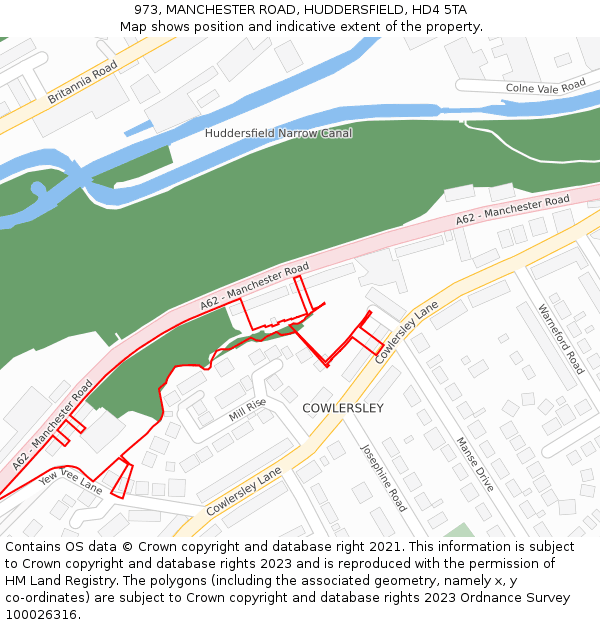 973, MANCHESTER ROAD, HUDDERSFIELD, HD4 5TA: Location map and indicative extent of plot
