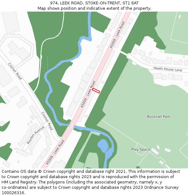 974, LEEK ROAD, STOKE-ON-TRENT, ST1 6AT: Location map and indicative extent of plot