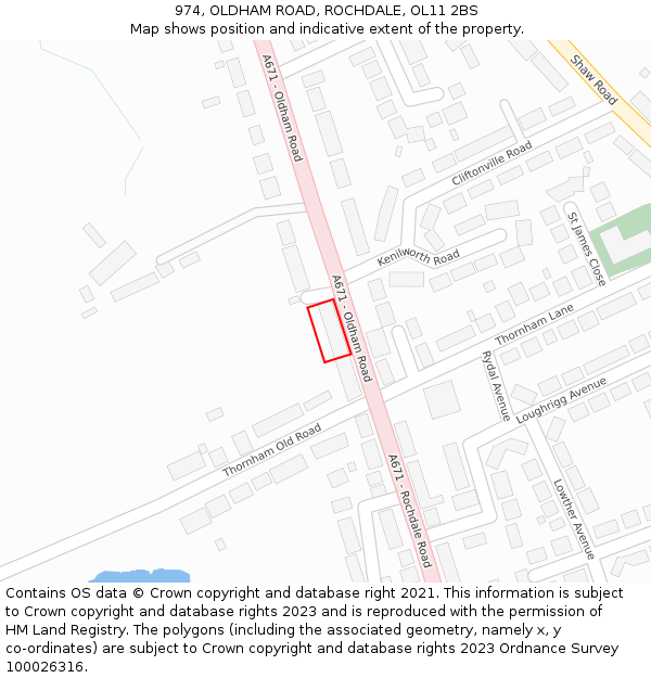 974, OLDHAM ROAD, ROCHDALE, OL11 2BS: Location map and indicative extent of plot