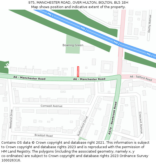 975, MANCHESTER ROAD, OVER HULTON, BOLTON, BL5 1EH: Location map and indicative extent of plot