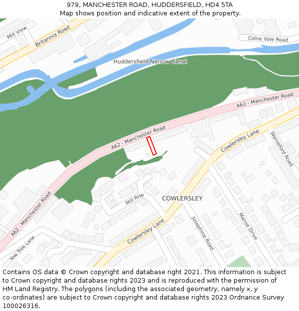 979, MANCHESTER ROAD, HUDDERSFIELD, HD4 5TA: Location map and indicative extent of plot