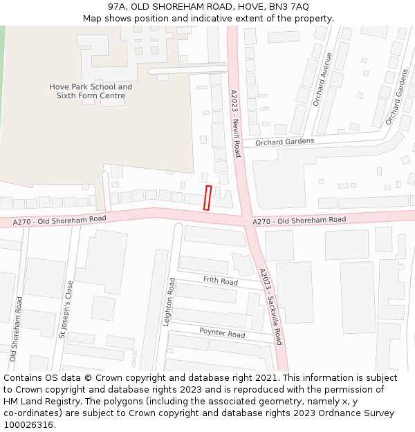 97A, OLD SHOREHAM ROAD, HOVE, BN3 7AQ: Location map and indicative extent of plot