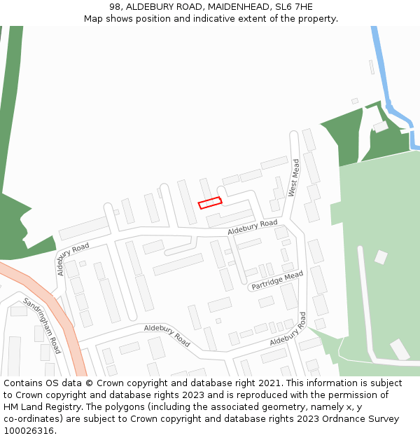 98, ALDEBURY ROAD, MAIDENHEAD, SL6 7HE: Location map and indicative extent of plot