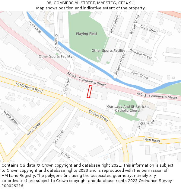 98, COMMERCIAL STREET, MAESTEG, CF34 9HJ: Location map and indicative extent of plot