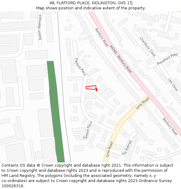 98, FLATFORD PLACE, KIDLINGTON, OX5 1TJ: Location map and indicative extent of plot