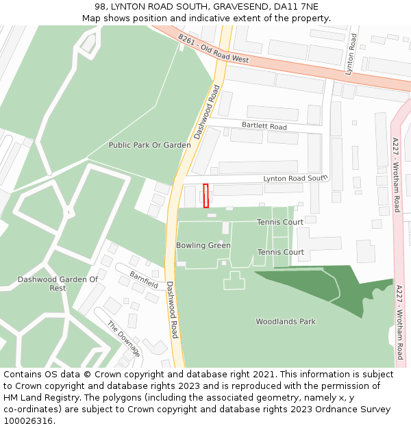 98, LYNTON ROAD SOUTH, GRAVESEND, DA11 7NE: Location map and indicative extent of plot