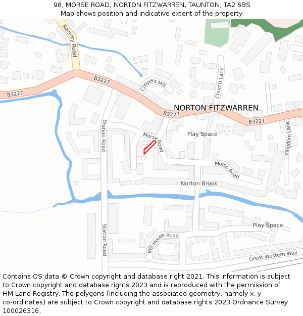 98, MORSE ROAD, NORTON FITZWARREN, TAUNTON, TA2 6BS: Location map and indicative extent of plot