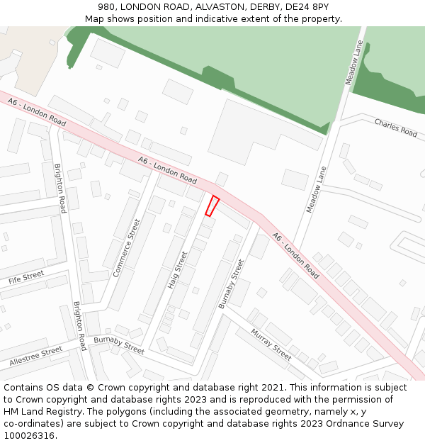 980, LONDON ROAD, ALVASTON, DERBY, DE24 8PY: Location map and indicative extent of plot