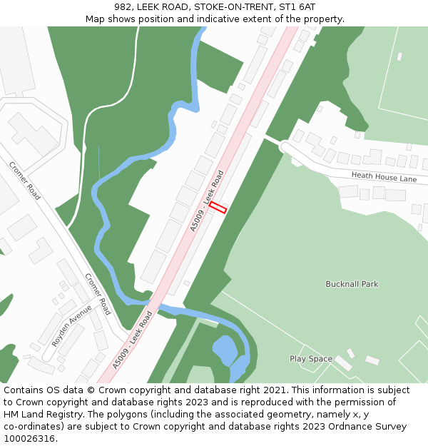 982, LEEK ROAD, STOKE-ON-TRENT, ST1 6AT: Location map and indicative extent of plot