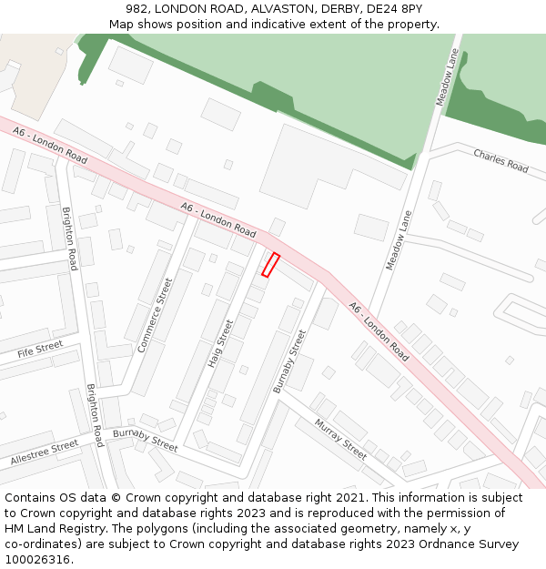 982, LONDON ROAD, ALVASTON, DERBY, DE24 8PY: Location map and indicative extent of plot