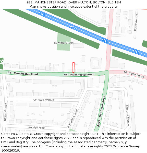983, MANCHESTER ROAD, OVER HULTON, BOLTON, BL5 1EH: Location map and indicative extent of plot