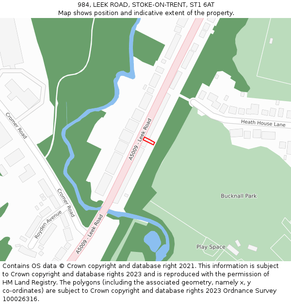 984, LEEK ROAD, STOKE-ON-TRENT, ST1 6AT: Location map and indicative extent of plot