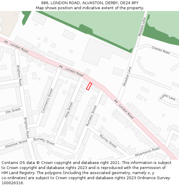 986, LONDON ROAD, ALVASTON, DERBY, DE24 8PY: Location map and indicative extent of plot