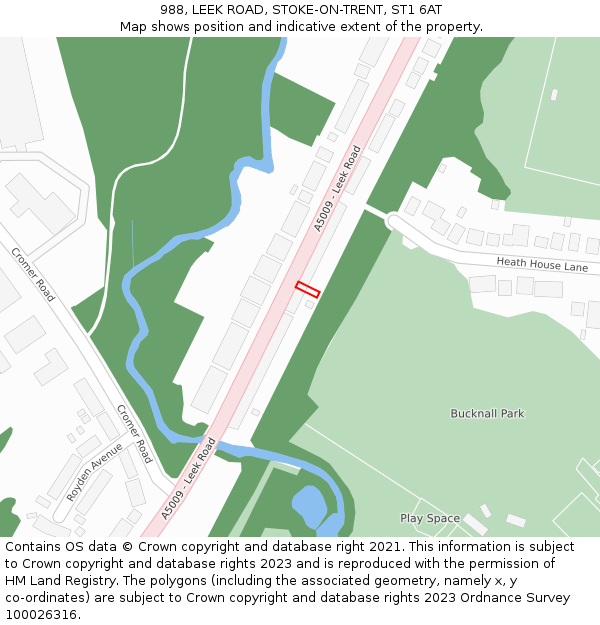 988, LEEK ROAD, STOKE-ON-TRENT, ST1 6AT: Location map and indicative extent of plot