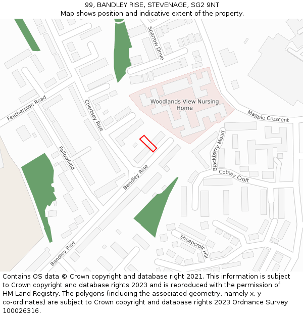 99, BANDLEY RISE, STEVENAGE, SG2 9NT: Location map and indicative extent of plot