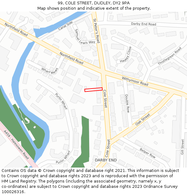 99, COLE STREET, DUDLEY, DY2 9PA: Location map and indicative extent of plot