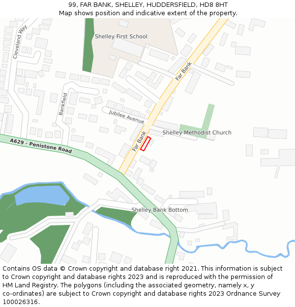 99, FAR BANK, SHELLEY, HUDDERSFIELD, HD8 8HT: Location map and indicative extent of plot