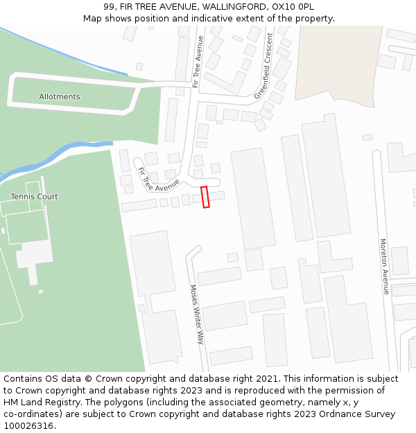 99, FIR TREE AVENUE, WALLINGFORD, OX10 0PL: Location map and indicative extent of plot