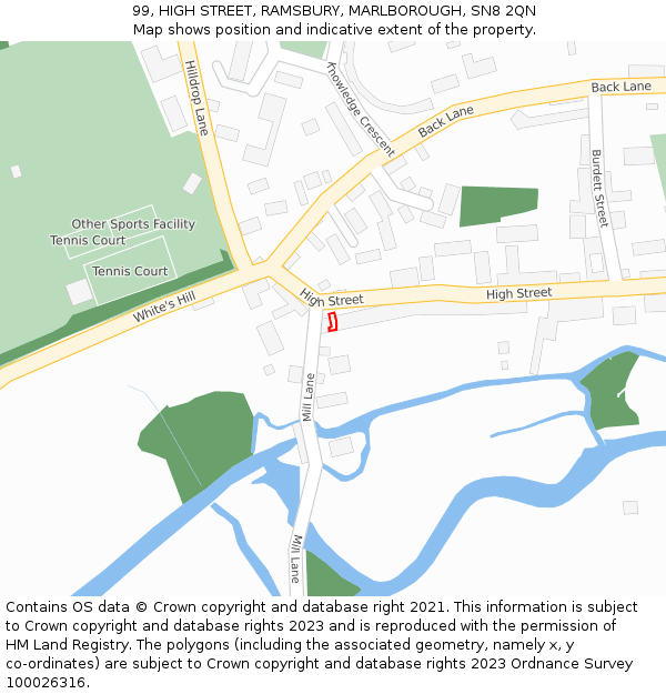 99, HIGH STREET, RAMSBURY, MARLBOROUGH, SN8 2QN: Location map and indicative extent of plot